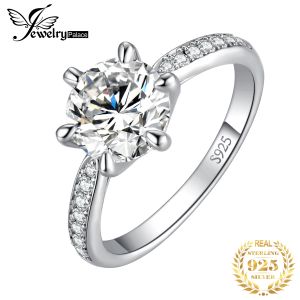 Кольца JewelryPalace Муассанит D Цвет 0,5 карата 1 карата 1,5 карата 2 карата 3 карата Круглый Стерлингового Серебра S925 Свадебное Обручальное Кольцо для Женщин