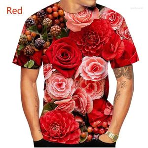 Men's T Shirts 2024 Men's Fashion Summer 3D Printed Rose Shirt Casual Short - Sleeved T -shirt