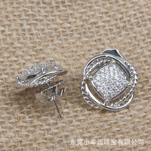 Designer David Yumans Yurma Yurma Jewelry Square 11mm Set With Zircon Imitation Diamond Button Thread Style Popular Classic Ear Studs and Accessories