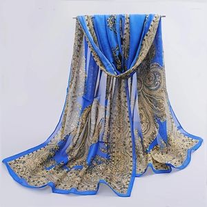 Eşarplar 2024 Moda Yaz Kadınlar Paisley Plajı Scarf Chiffon İpek Şalları Kafa Bandı Kadın Sargılar Güneş Koruyucu Hicap Toptan