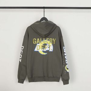 Mens Sweaters Designer Galerias Streetwear Dept Moda Hoodie Homens Marca Americana de Alta Qualidade Speckle Graffiti Gold Stamping Impressão Mens e Mulheres Casual Hoo