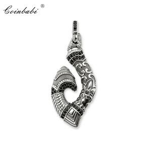 Ciondoli Ciondolo Gancio Maori Argento sterling 925 Per donna Uomo Gioielli di moda Regalo Collana con ciondolo ribelle cuore europeo