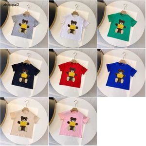 Luxo crianças camisetas boneca urso padrão impressão verão meninos top tamanho 90-150 cm designer roupas de bebê menina manga curta algodão criança tees 24feb20