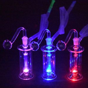 Billigaste vattenpipa glasolja brännare bong rökrör shisha inline matris led lätt ask fångare bong percolater bubbler med 10 mm manlig oljebrännare rör grossist