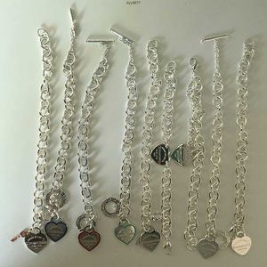 N4MS Charm Bracelets S925 Sterling Srebrny Tiffanienet OT klamra grubia łańcuchowa bransoletka marki dla mężczyzn i damskiej bransoletki bransoletka sercowa bransoletka