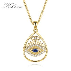 Pendants KALETINE 925 Sterling Silver Lucky Turkish Choker Evil Eye Necklace Pendant Crown Women's Bohemian Style Jewellery Gift