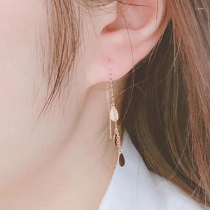 Dangle Earrings Simple Tassel Water Droplet Earings Line 585 Purple Gold For Women Plated 14K Rose Party Jewelry Gift