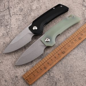 New A2172 Outdoor Survival Folding Knife D2 Steel Stone Wash Drop Point Blade CNC G10 with Stainless Steel Sheet Handle Ball Bearing EDC Pocket Knives