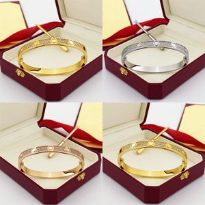 Titanium Steel 3 fileiras de diamantes Designer Bangle Mulheres Homens Amor prata rosa ouro Parafuso Chave de fenda Prego Pulseira Top Grade Jóias com bolsa original