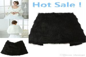 Wedding Bolero Jacket White Black Bridal Wraps Elegant Boleros Shrugs Regular Faux Fur Stole Capes Shawl with Peals2755692