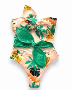 Damenbadebekleidung 2023 Bandage Einteiliger Badeanzug Frauen Bedruckter Monokini Floral Rückenfreier Badeanzug Sommer Beachwear Bikinis Cover UpH2422088