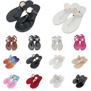 Chinelos de designer slides sandálias de couro plana metálica mulheres branco preto rosa luxo feminino sola de borracha sandália