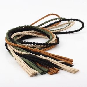 Belts Adjustable Twist Long Bandage Jeans Waistbands Tassel Woven Waist Women Braided Dress Rope Velvet