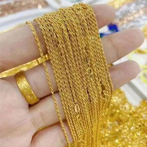 Zincirler Gerçek 18K Altın Bükülmüş Halat Kolye Kadınlar için Saf Au750 Basit Moda İnce Mücevher Çok Yönlü Stiller