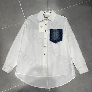 Denim Patchwork Shirt Fashion Breathable Thin Shirt Long Sleeve Lapel Summer Sun Protection Jacket