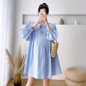 Dresses Maternity Nursing Dresses Cotton Spring Clothes For Pregnant Women 2022 New Casual Loose Tops Pregnancy Vestidos High Quality