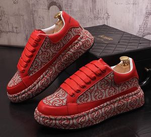 Designer Wedding Party Red Rhinestone Fashion Men Comfort Shoes Breattable Prom Casual Sport Thick Bottom Leisure Drivin 8368