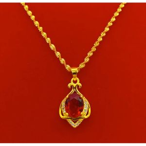 Pendants UMQ Authentic Vietnam Sand 18K Gold Necklace Women's 24K Gold Color Flower Ruby Pendant Gold 999 Collarbone Gold Plated Jewelry