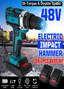 48V 1500RPM Electric Hammer Drill Cordless 28Nm LED Screwdriver 123004903