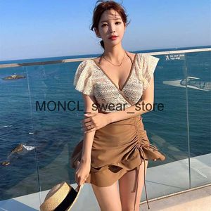 Women's Swimwear New Design Korean One Piece Swimsuit Women Bathing Suit Half Sleeve Halter Bikini Set dent Girl Hot SpringH2422088