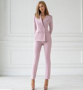 新しいピンク色の女性スーツレディフォーマルビジネスオフィスタキシードマザーウェディングパーティー特別な機会女性2ピースセットジャケットパンツa13