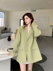 Ternos femininos unxx verde blazer casaco feminino petite casual 2024 primavera e outono roupa terno estilo coreano elegante superior moda de alta qualidade
