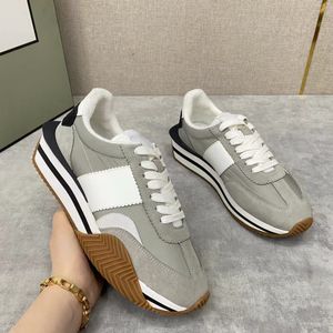 New Luxury Brands James Sneaker Shoes Man Side Stripe Suede & Nylon Skateboard Walking Chunky Rubber Sole Lace Up Trainer Men's ford Casual Shoe EU38-46 Shoe box