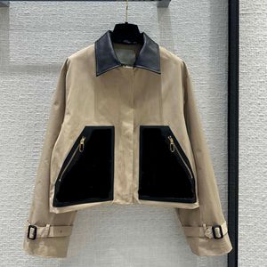 Luxury Ladies Outdoor Coats Casual Designer Jackets Letter Pattern Stand Collar Patchwork Pocket Loose Style 2024 Spring New