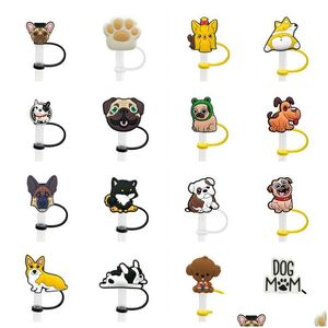 Drinking Straws Dog St Er Topper Sile Accessories Charms Reusable Splash Proof Drinking Dust Plug Decorative Diy Your Own 8Mm Drop Del Dhsqv