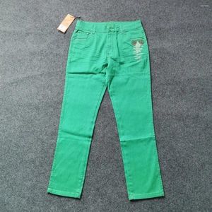 Calças masculinas moda coreana mulheres retas high-end jeans primavera e outono modelos bordado maré lazer estiramento verde 2024