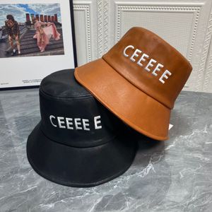 Adam için deri kova şapkaları kadın tasarımcısı balıkçı şapka moda kafatası kapağı erkekler kış kahverengi sunhats takılı fedora unisex rahat başlıklar yüksek üst şapkalar