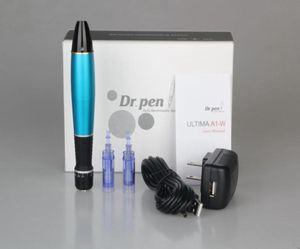 A1W blue Dr Pen Derma Pen Auto Micro needle System Adjustable Needle Lengths 025mm30mm Electric DermaPen Stamp 10pcslot DHL5284781