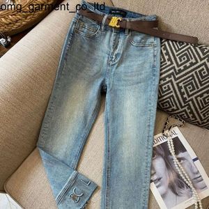 Nuovi jeans da donna 2024ss pantaloni firmati marchio di moda fascino in metallo lettera grafica nove quarti denim Pantaloni jeans a gamba dritta larghi a vita alta