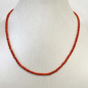 Necklaces Luxury 3MM Orange Coral Necklace Small Size Gem Stone Women Wedding Love Collare Tiny Gemstone Jewelry