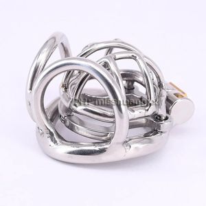 Stainless Steel Male Chastity Cage with Anti-off Ring Short Metal Cockring Chastity Devices Bondage Adult Sex Toys For