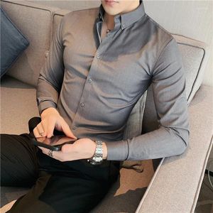 Camicie eleganti da uomo Camicia da uomo stile britannico Manica lunga 2024 Solido Casual Slim Fit Camicie formali Moda Uomo Abbigliamento Oversize 7XL-S