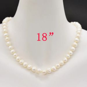 Halsband 8mm Classic Natural Freshwater Pearl Necklace. 100% naturliga odlade pärlor. Ursprungsort: Taihu Lake Pearl, Kina 18 