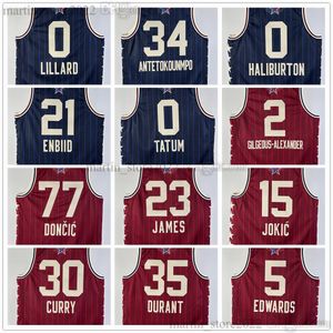 2024 All -Star Basketball Jerseys Tyrese Haliburton Antetokounmpo Lillard Embiid Tatum Doncic LeBron 23 James Durant Jokic G I L G E O U S - A L E X A N D E R CURRY EDWARDS