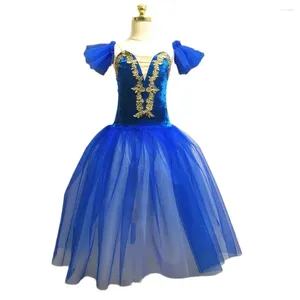 Stage Wear Blue Ballet Skirt Long Dance Dress For Children Performance Costumes Girls Sling Belly Skirts