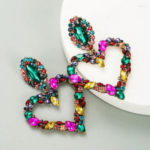 Orecchini pendenti moda Boho cuore colorato cristallo per donne strass dichiarazione stelle goccia bijoux all'ingrosso