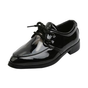 Sneakers Boys Leather Shoes Kids Formal Shoes For Party Wedding Party Black Patent Leather Laceup Pointed Toes Performance Oxfords 2136