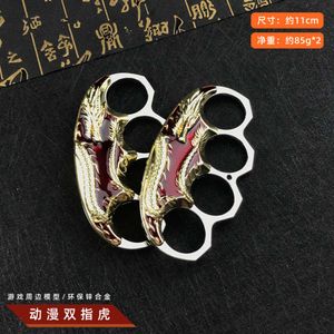 Anime podwójny palcem tygrys tygrysa klamra pięści samokonstrowana cynk metal cztery przenośne projektant zestawu modelu zabawka student 1vhr