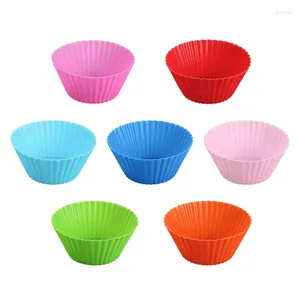 Baking Moulds 12pcs Round Silicone Muffin Cups Reusable 7cm Cupcake Liners Cream Decoration Tools