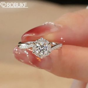 Pierścienie 0,5/1ct moissanite Pierścionki zaręczynowe dla kobiet D Color Sparkling Lab Diamond Fine Biżuter
