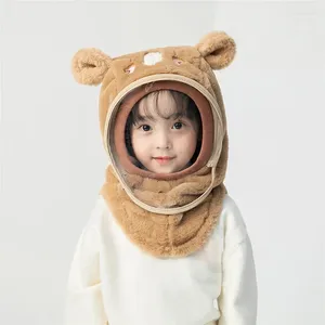 Berretti Autunno Inverno Simpatico cartone animato Orso Cappelli per bambini Maschere Set Protezione per le orecchie Ragazza Ragazzo Berretto antivento Addensare Calde sciarpe per bambini