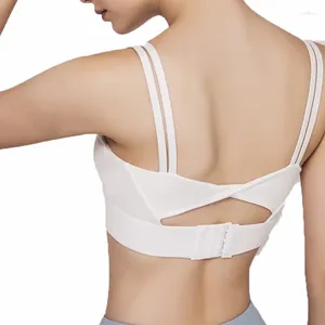 Yoga Outfit Adjustable Back Buckle Sports Bra For Women High Strength Support Shockproof Beauty Vest Fitness Gathering Anti Sagging