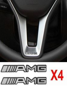 4Pcs Alloy ALUMINIUM AMG Steering Wheel Sticker Badge Logo Emblem S66 1671306