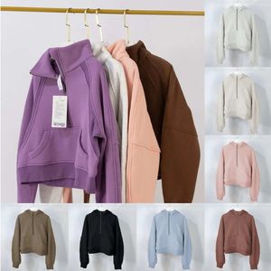 Lu- Höst/vinteryoga Set Hoodie Half Zip Women's Sports Sweater Loose Blazer Fiess Short Fleece Coat Sweatshirt