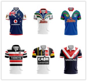 Retro Austrália Warriors Roosters Reds Seagulls Rugby Polo Shirt Home Away Camisas de treinamento masculinas Tamanho S-5XL