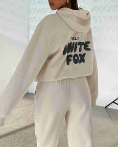 Designer Tracksuit Mulheres White Fox Hoodie Define Dois 2 Peça Set Roupas Roupas Desportivo Manga Longa Pulôver Com Capuz Fatos Primavera Outono UQ6D